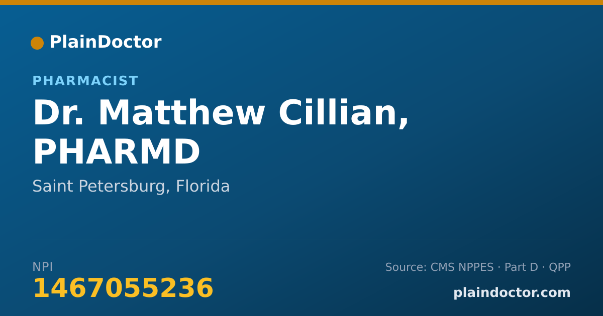 Shareable card for Matthew Cillian, PHARMD - Pharmacist, Saint Petersburg, FL