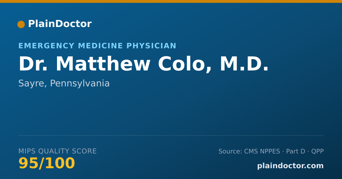Shareable card for Matthew Colo, M.D. - Emergency Medicine Physician, Sayre, PA