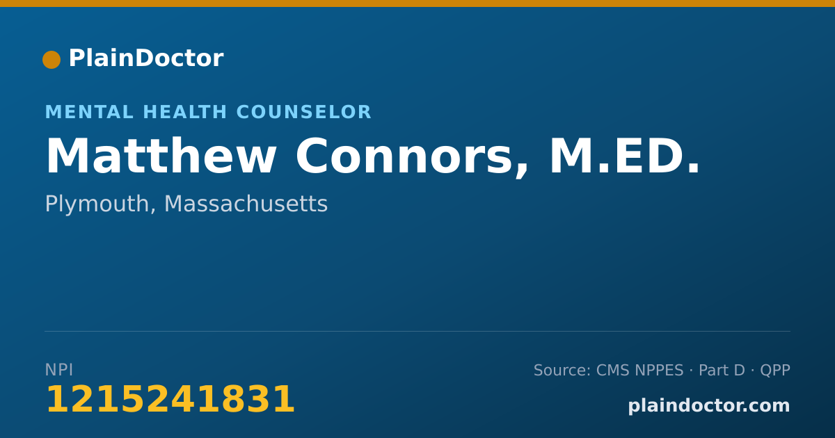 Shareable card for Matthew Connors, M.ED. - Mental Health Counselor, Plymouth, MA