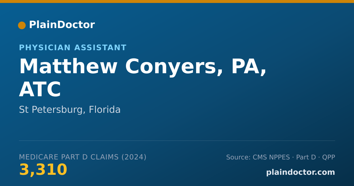 Shareable card for Matthew Conyers, PA, ATC - Physician Assistant, St Petersburg, FL