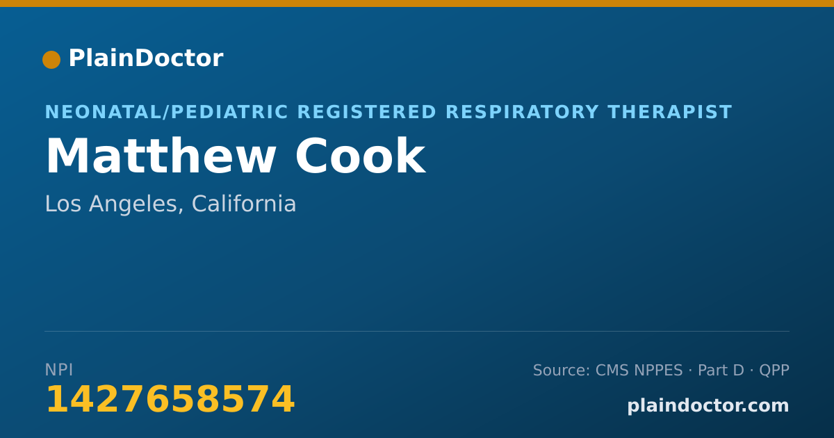 Shareable card for Matthew Cook - Neonatal/Pediatric Registered Respiratory Therapist, Los Angeles, CA