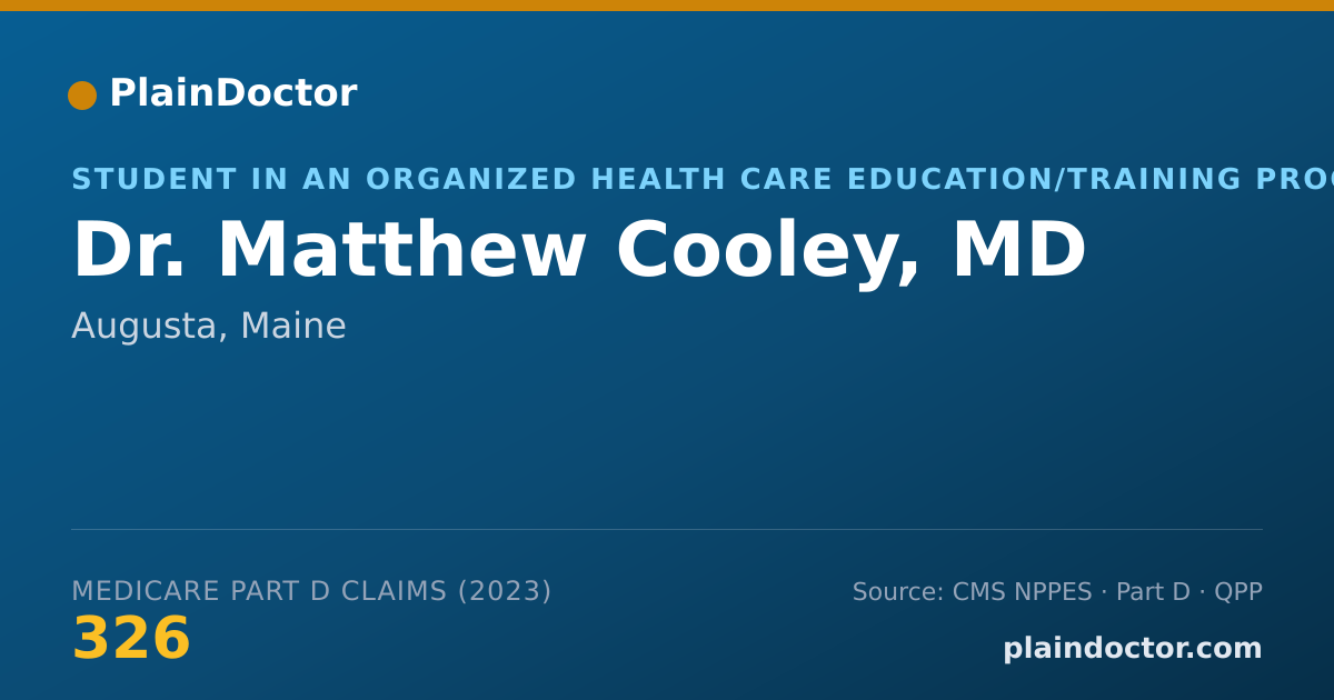 Shareable card for Matthew Cooley, MD - Student in an Organized Health Care Education/Training Program, Augusta, ME