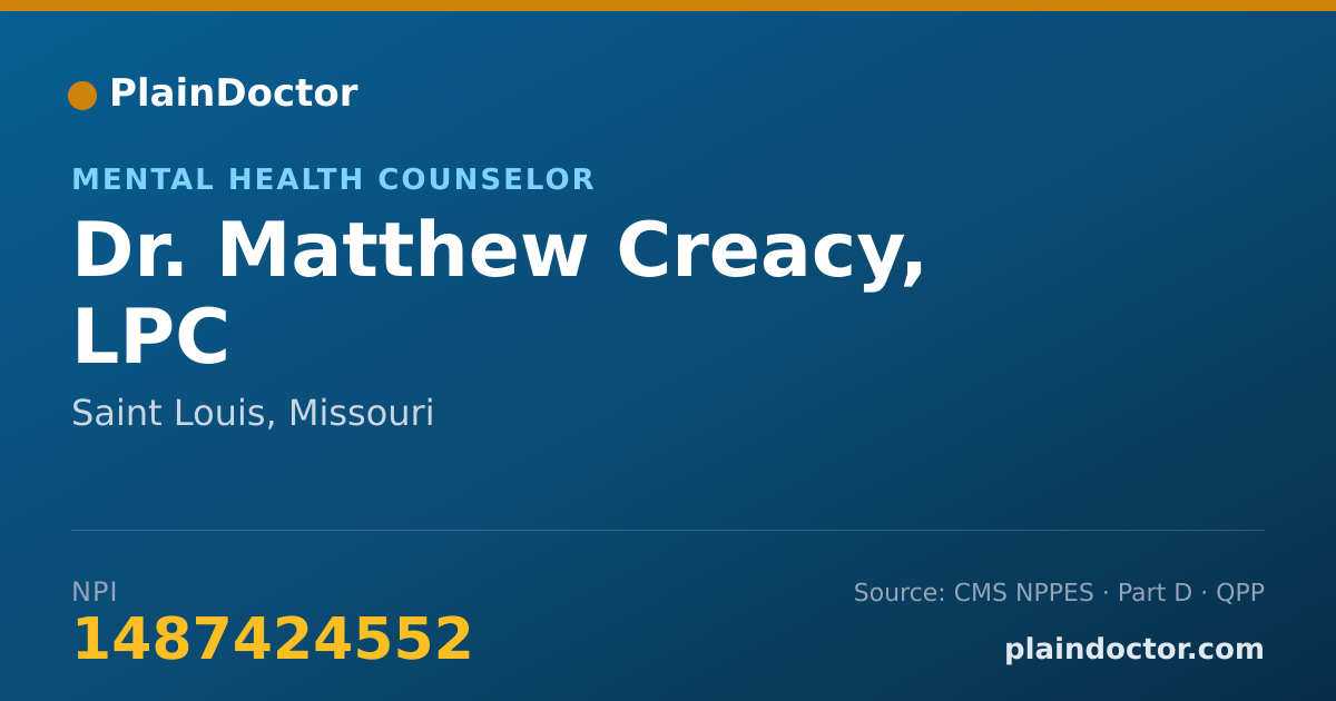 Shareable card for Matthew Creacy, LPC - Mental Health Counselor, Saint Louis, MO