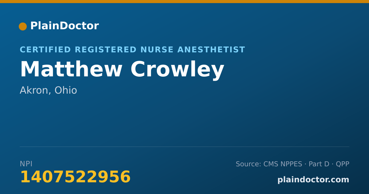 Shareable card for Matthew Crowley - Critical Care Medicine Registered Nurse, Akron, OH