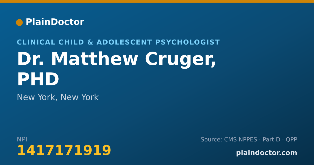 Shareable card for Matthew Cruger, PHD - Clinical Child & Adolescent Psychologist, New York, NY