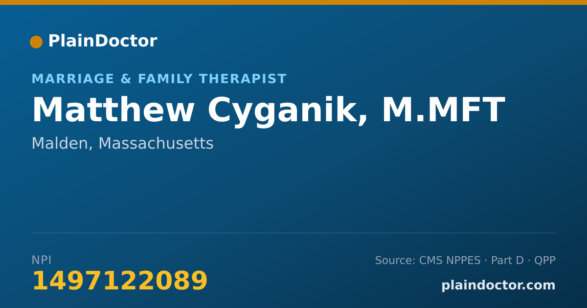 Shareable card for Matthew Cyganik, M.MFT - Marriage & Family Therapist, Malden, MA