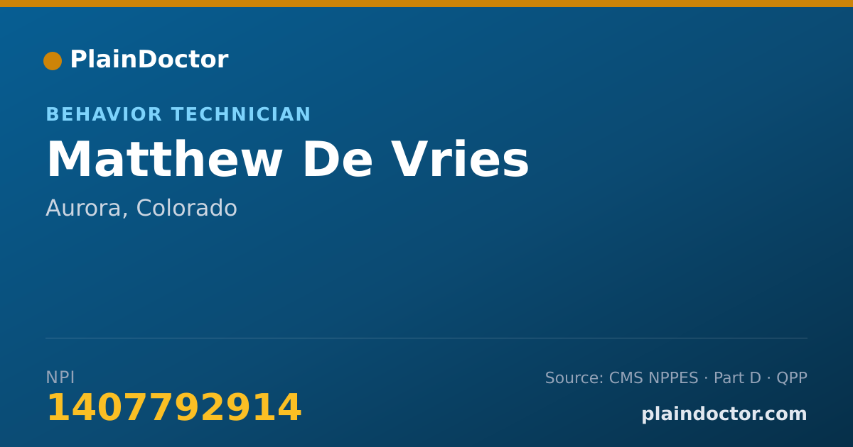 Shareable card for Matthew De Vries - Behavior Technician, Aurora, CO