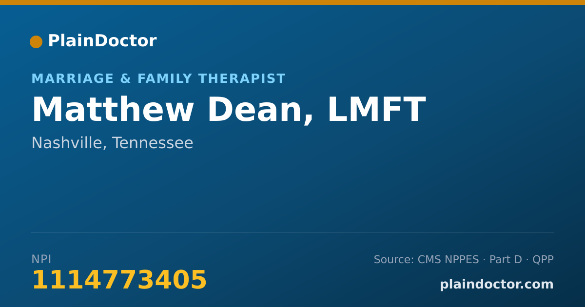 Shareable card for Matthew Dean, LMFT - Marriage & Family Therapist, Nashville, TN