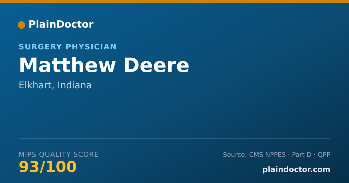 Shareable card for Matthew Deere - Surgery Physician, Elkhart, IN