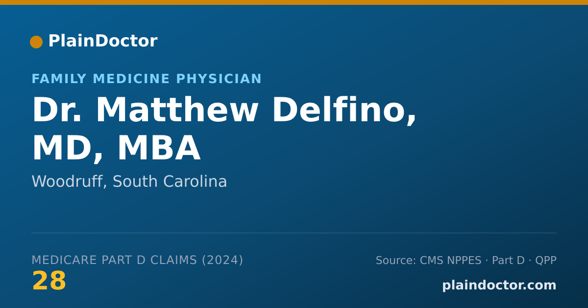 Shareable card for Matthew Delfino, MD, MBA - Family Medicine Physician, Woodruff, SC