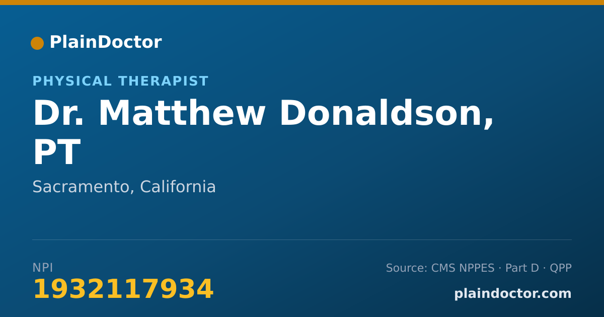 Shareable card for Matthew Donaldson, PT - Physical Therapist, Sacramento, CA