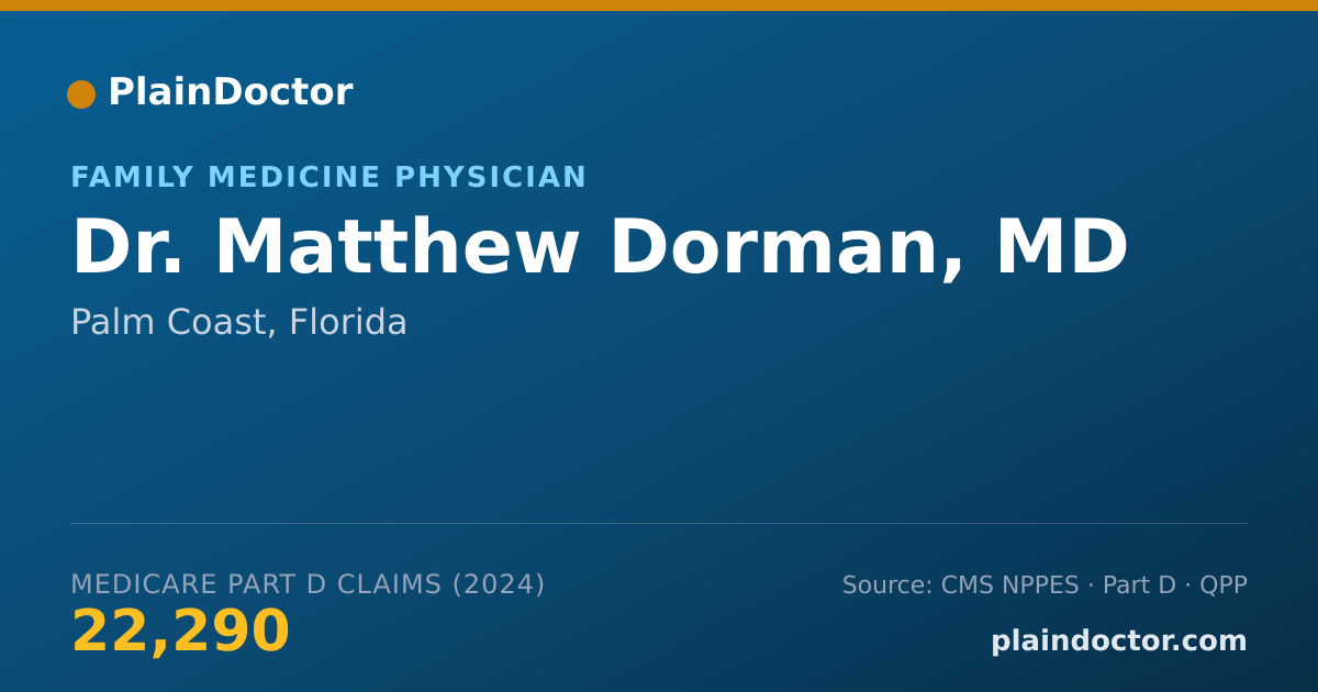 Shareable card for Matthew Dorman, MD - Family Medicine Physician, Palm Coast, FL