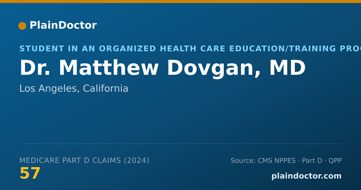 Shareable card for Matthew Dovgan, MD - Student in an Organized Health Care Education/Training Program, Los Angeles, CA