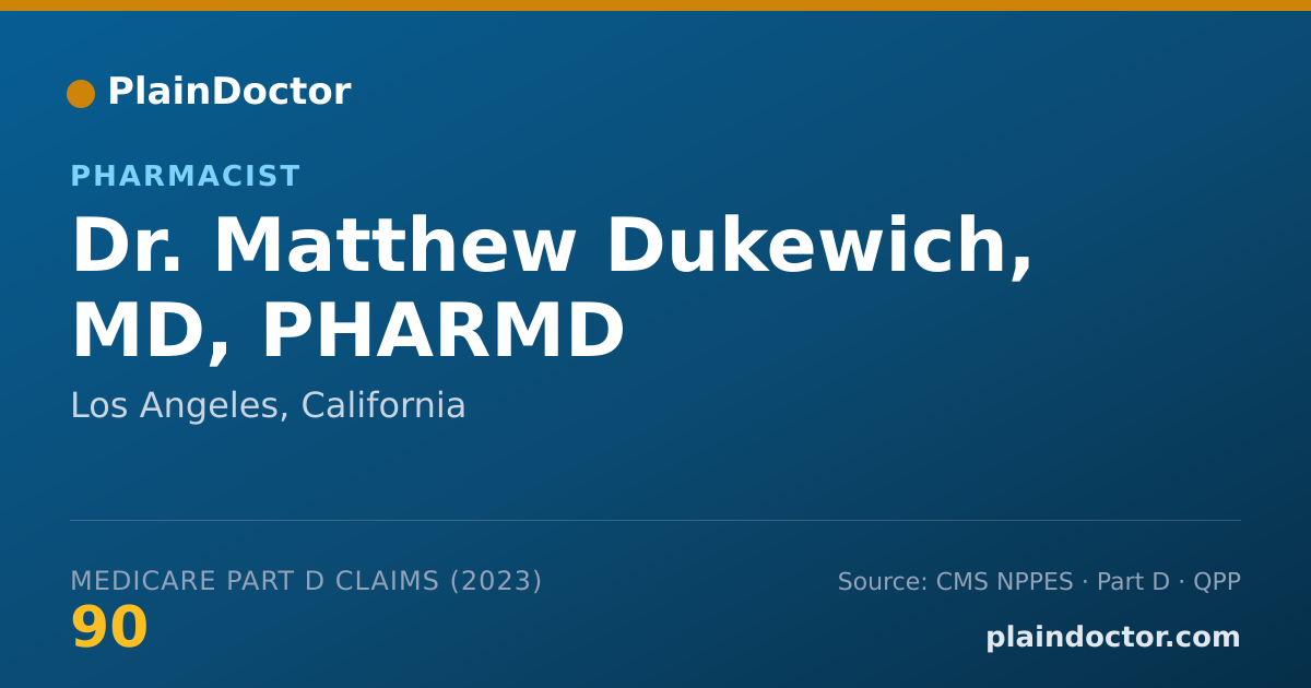 Shareable card for Matthew Dukewich, MD, PHARMD - Pharmacist, Los Angeles, CA