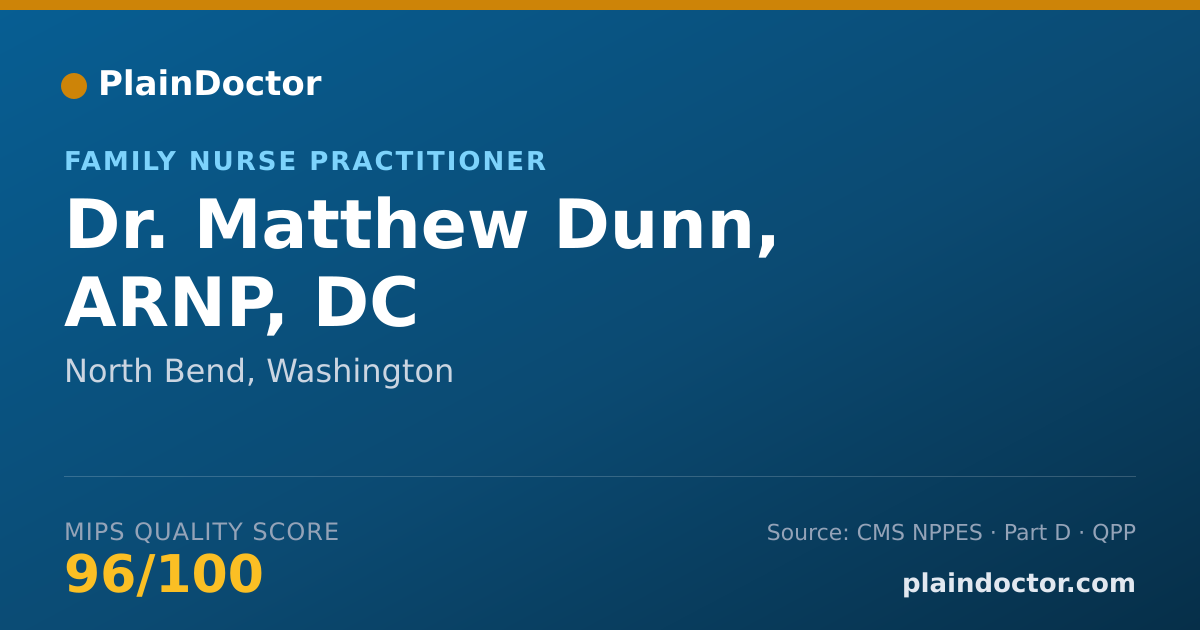 Shareable card for Matthew Dunn, ARNP, DC - Family Nurse Practitioner, North Bend, WA