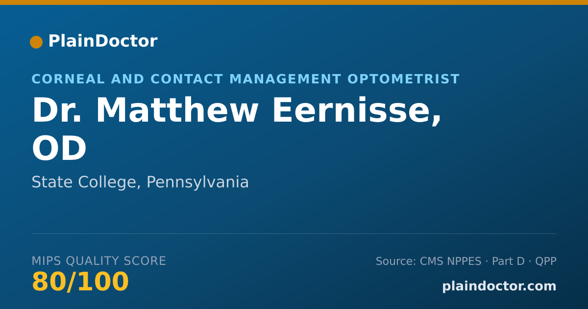Shareable card for Matthew Eernisse, OD - Corneal and Contact Management Optometrist, State College, PA