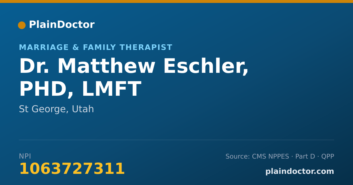 Shareable card for Matthew Eschler, PHD, LMFT - Marriage & Family Therapist, St George, UT