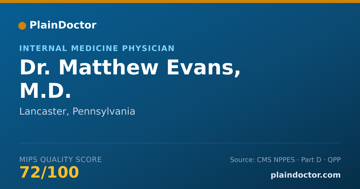 Shareable card for Matthew Evans, M.D. - Internal Medicine Physician, Lancaster, PA