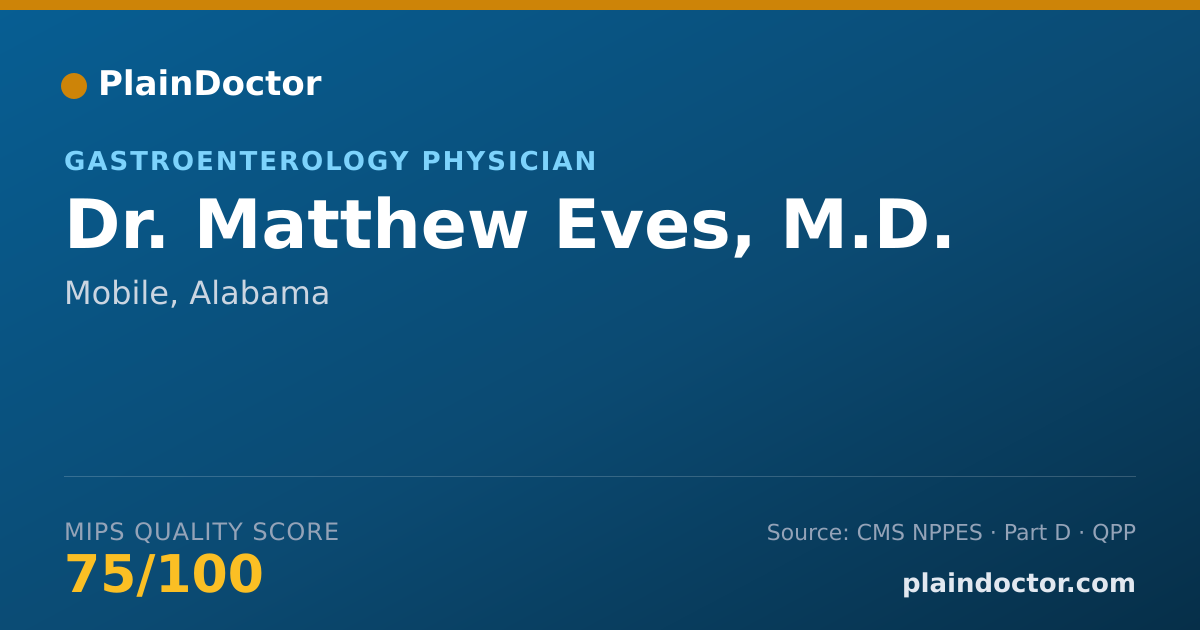 Shareable card for Matthew Eves, M.D. - Gastroenterology Physician, Mobile, AL