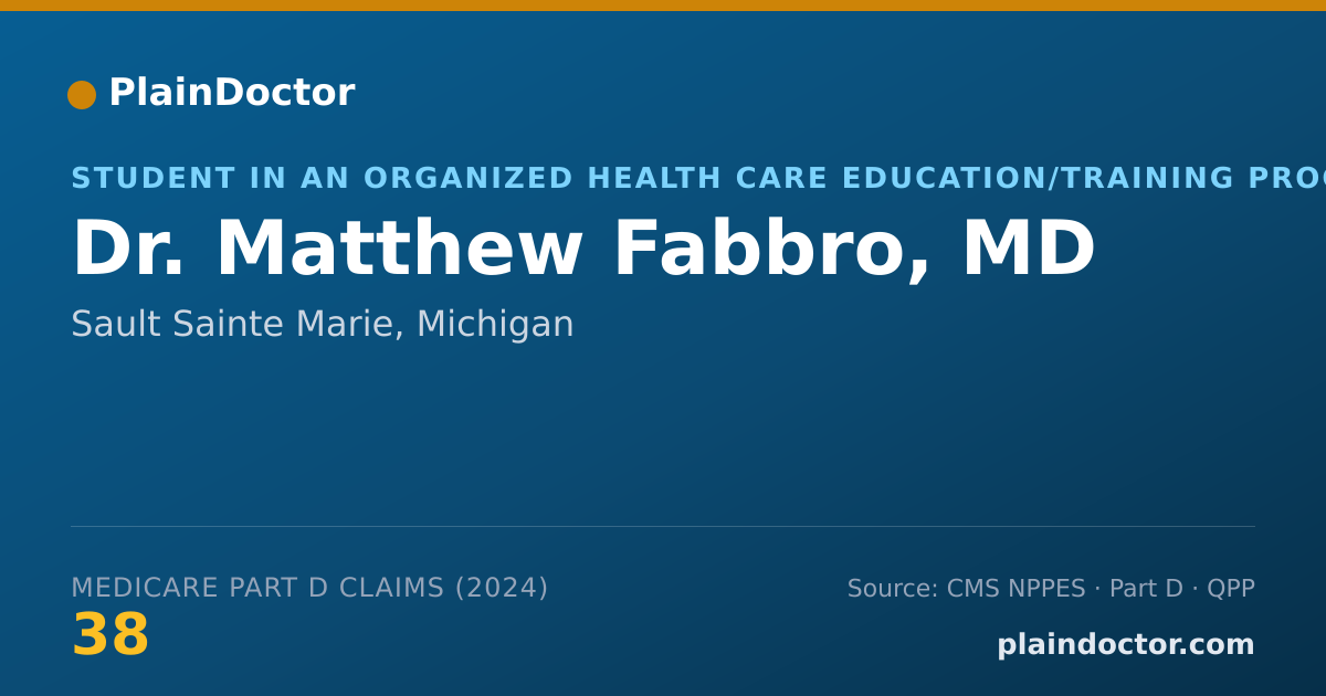 Shareable card for Matthew Fabbro, MD - Student in an Organized Health Care Education/Training Program, Sault Sainte Marie, MI