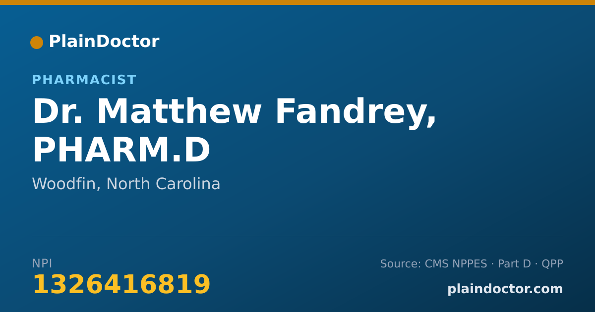 Shareable card for Matthew Fandrey, PHARM.D - Pharmacist, Woodfin, NC