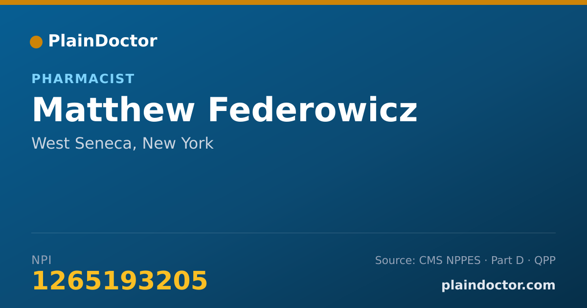 Shareable card for Matthew Federowicz - Pharmacist, West Seneca, NY