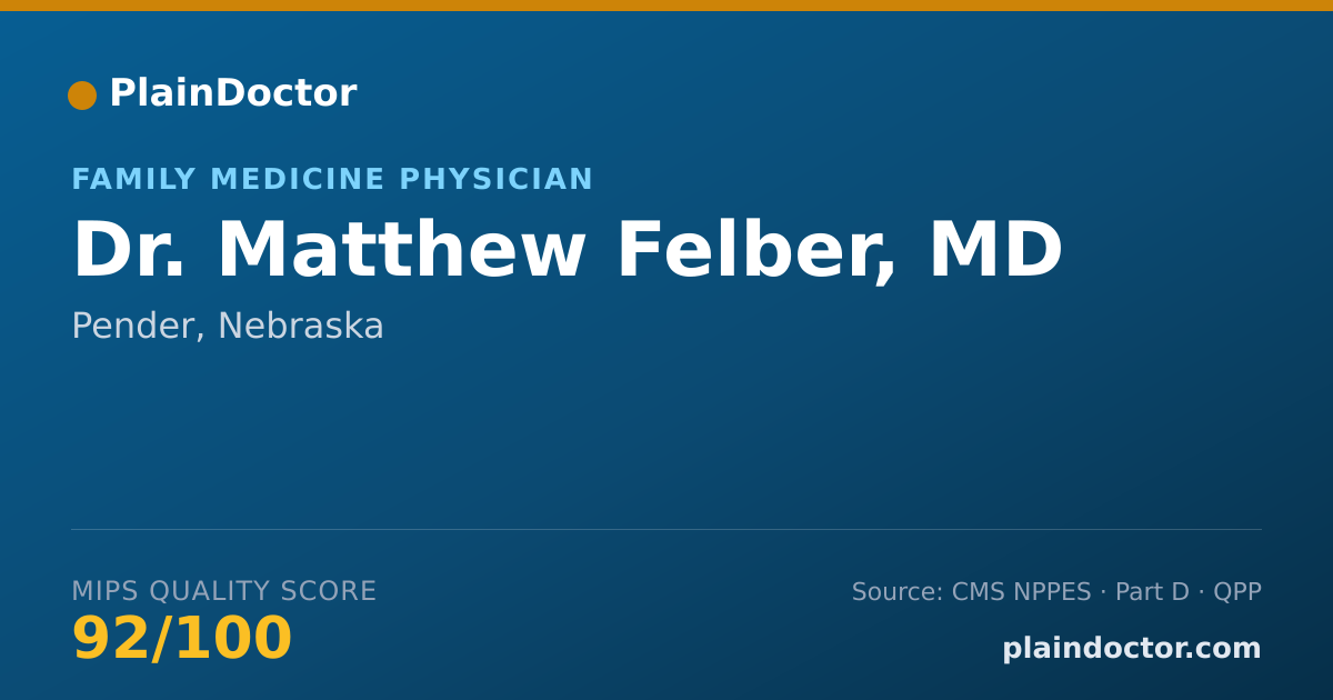 Shareable card for Matthew Felber, MD - Family Medicine Physician, Pender, NE