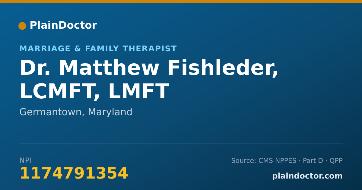 Shareable card for Matthew Fishleder, LCMFT, LMFT - Marriage & Family Therapist, Germantown, MD