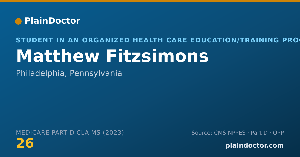 Shareable card for Matthew Fitzsimons - Student in an Organized Health Care Education/Training Program, Philadelphia, PA