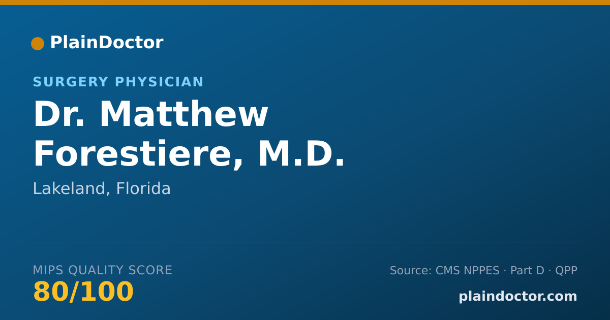 Shareable card for Matthew Forestiere, M.D. - Surgery Physician, Lakeland, FL