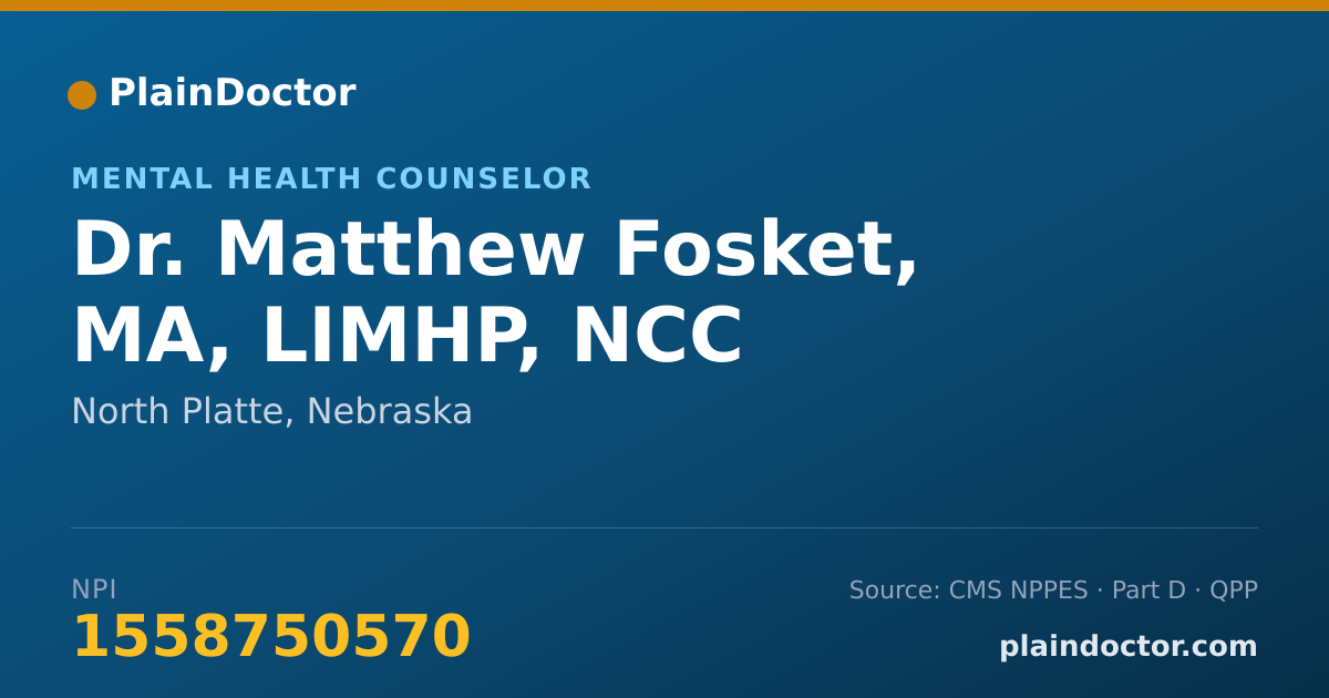 Shareable card for Matthew Fosket, MA, LIMHP, NCC - Mental Health Counselor, North Platte, NE