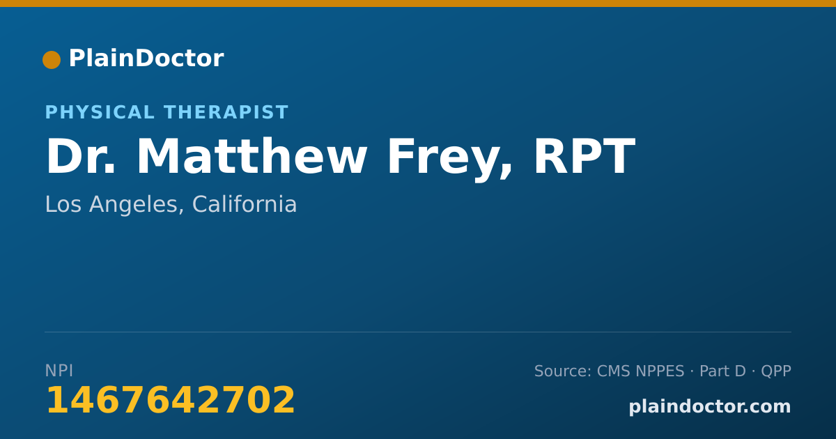 Shareable card for Matthew Frey, RPT - Physical Therapist, Los Angeles, CA
