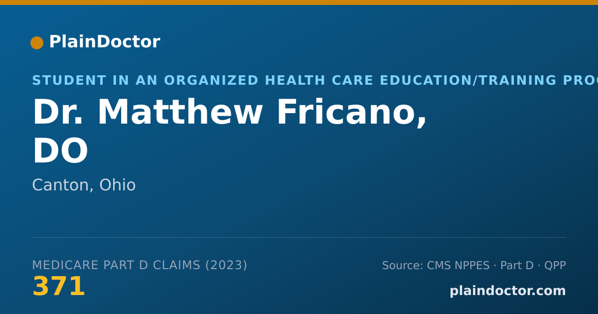 Shareable card for Matthew Fricano, DO - Student in an Organized Health Care Education/Training Program, Canton, OH