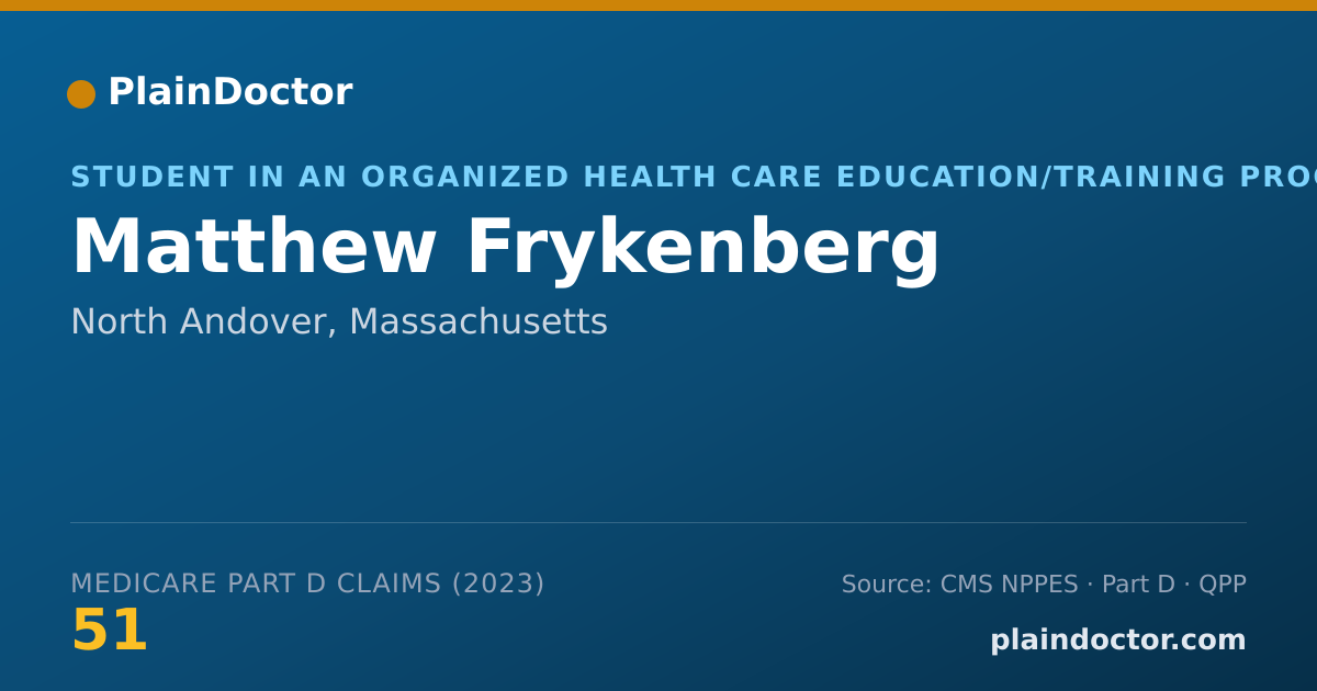Shareable card for Matthew Frykenberg - Student in an Organized Health Care Education/Training Program, North Andover, MA