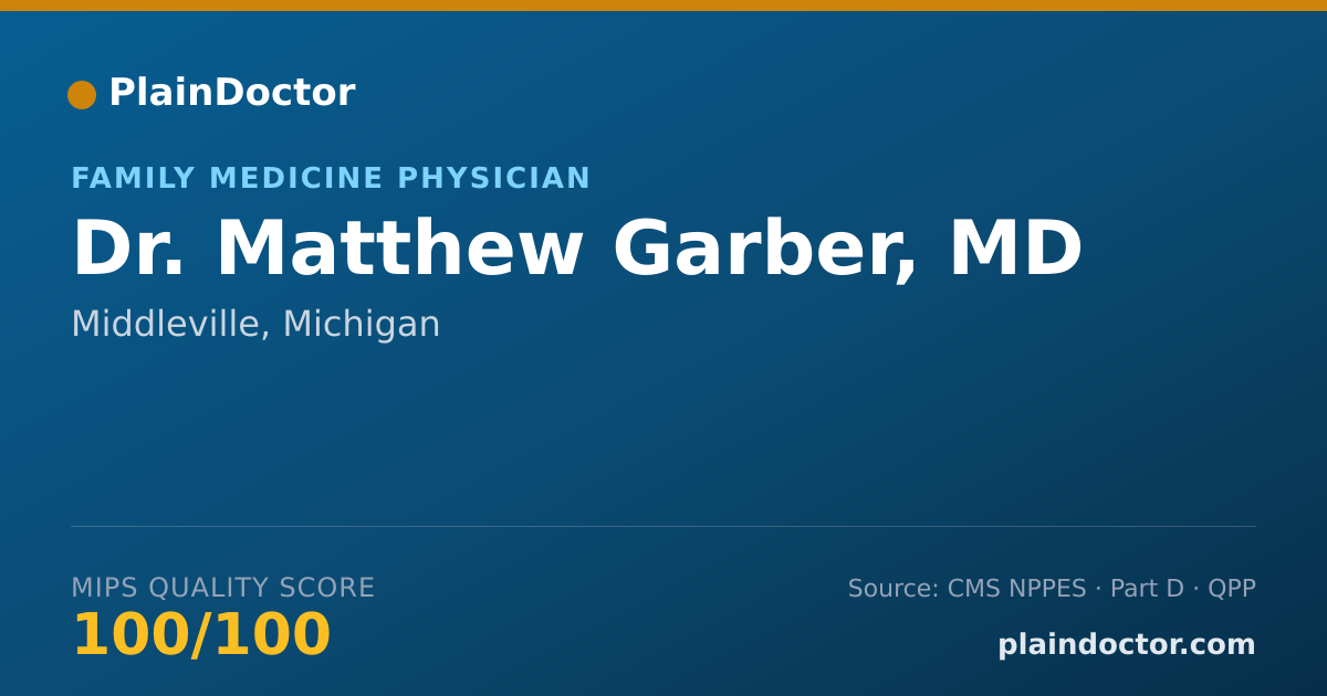 Shareable card for Matthew Garber, MD - Family Medicine Physician, Middleville, MI