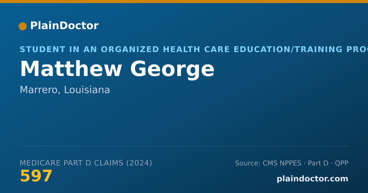 Shareable card for Matthew George - Student in an Organized Health Care Education/Training Program, Marrero, LA