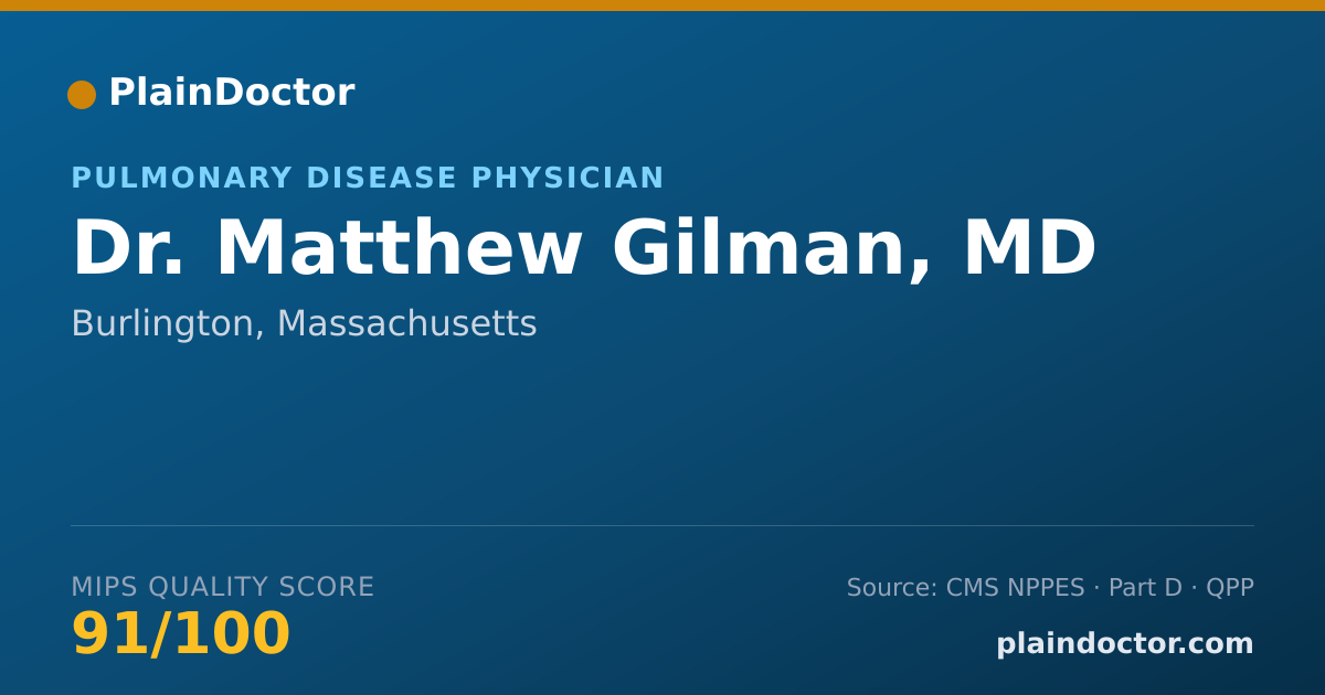 Shareable card for Matthew Gilman, MD - Pulmonary Disease Physician, Burlington, MA