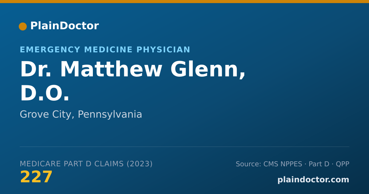 Shareable card for Matthew Glenn, D.O. - Emergency Medicine Physician, Grove City, PA