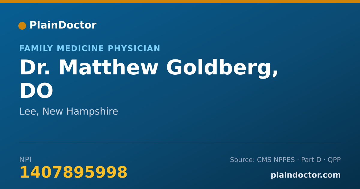 Shareable card for Matthew Goldberg, DO - Family Medicine Physician, Lee, NH