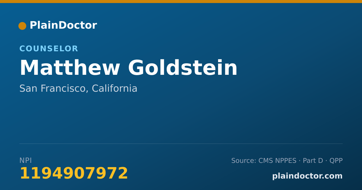 Shareable card for Matthew Goldstein - Counselor, San Francisco, CA