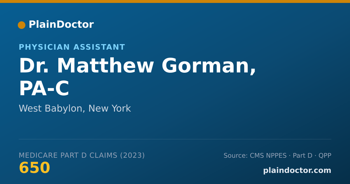 Shareable card for Matthew Gorman, PA-C - Physician Assistant, West Babylon, NY