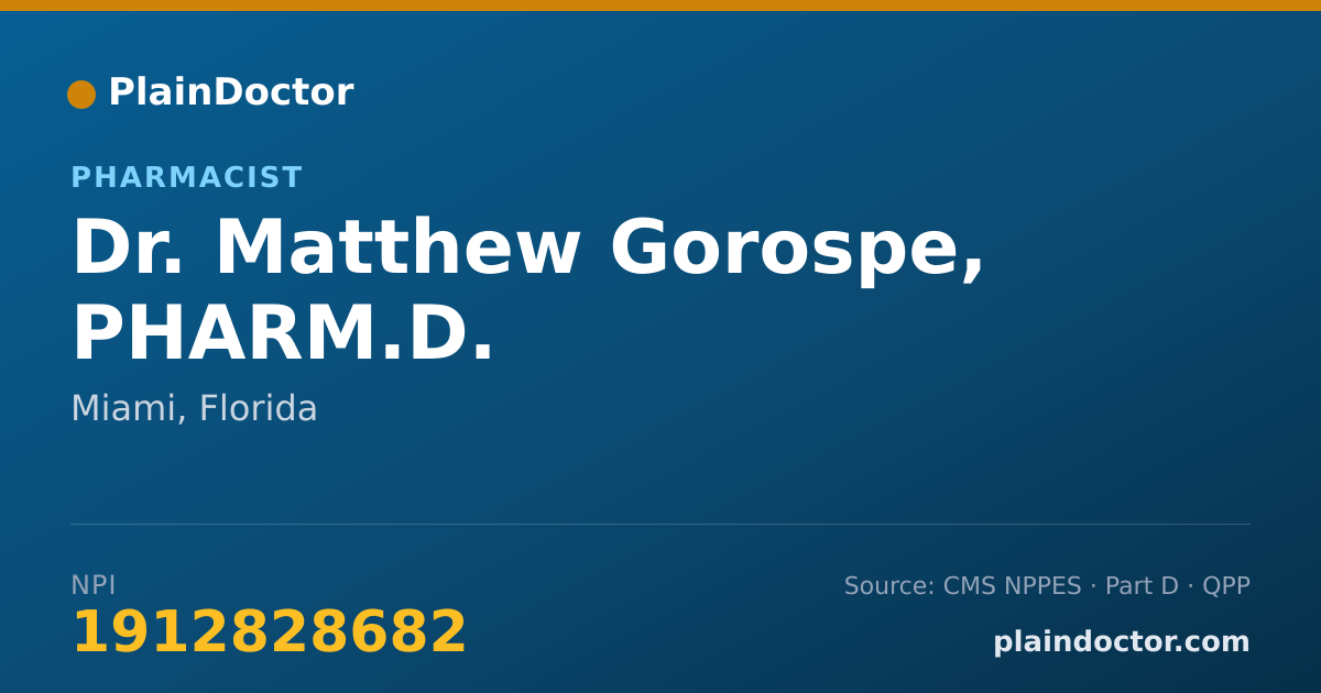 Shareable card for Matthew Gorospe, PHARM.D. - Pharmacist, Miami, FL