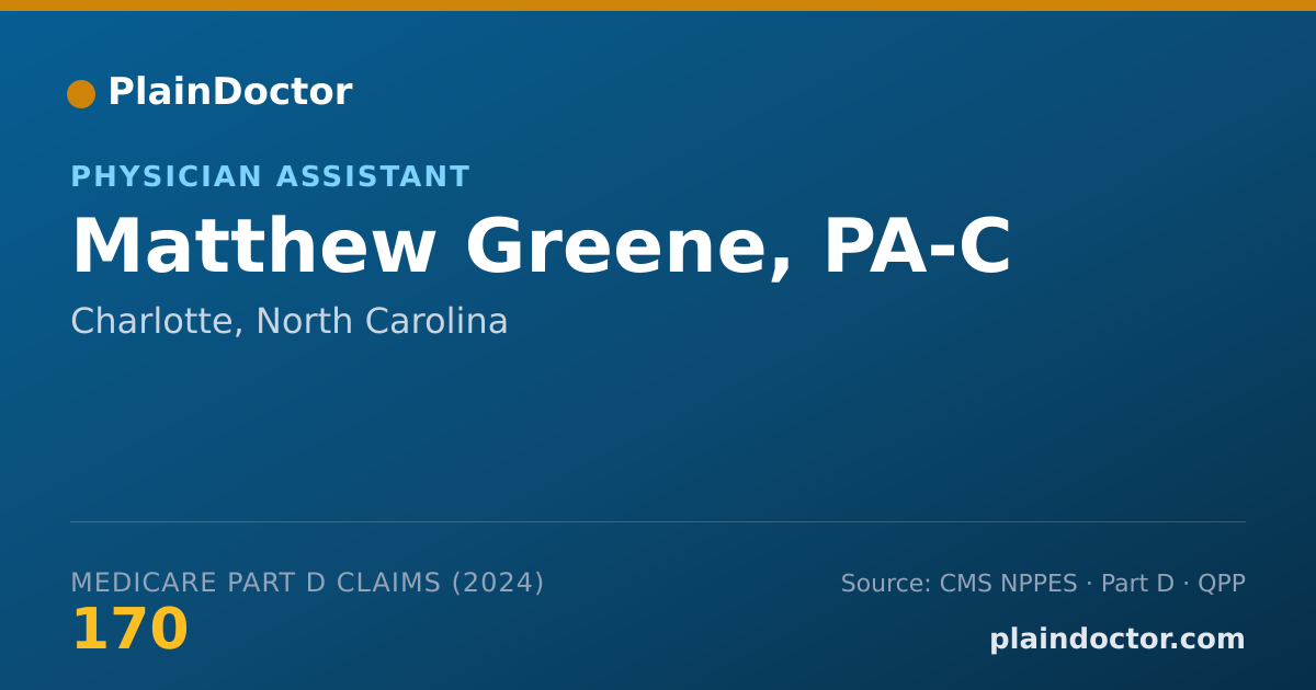 Shareable card for Matthew Greene, PA-C - Student in an Organized Health Care Education/Training Program, Charlotte, NC