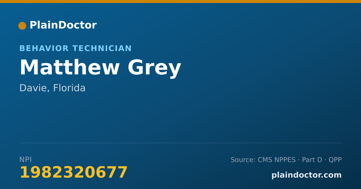 Shareable card for Matthew Grey - Behavior Technician, Davie, FL