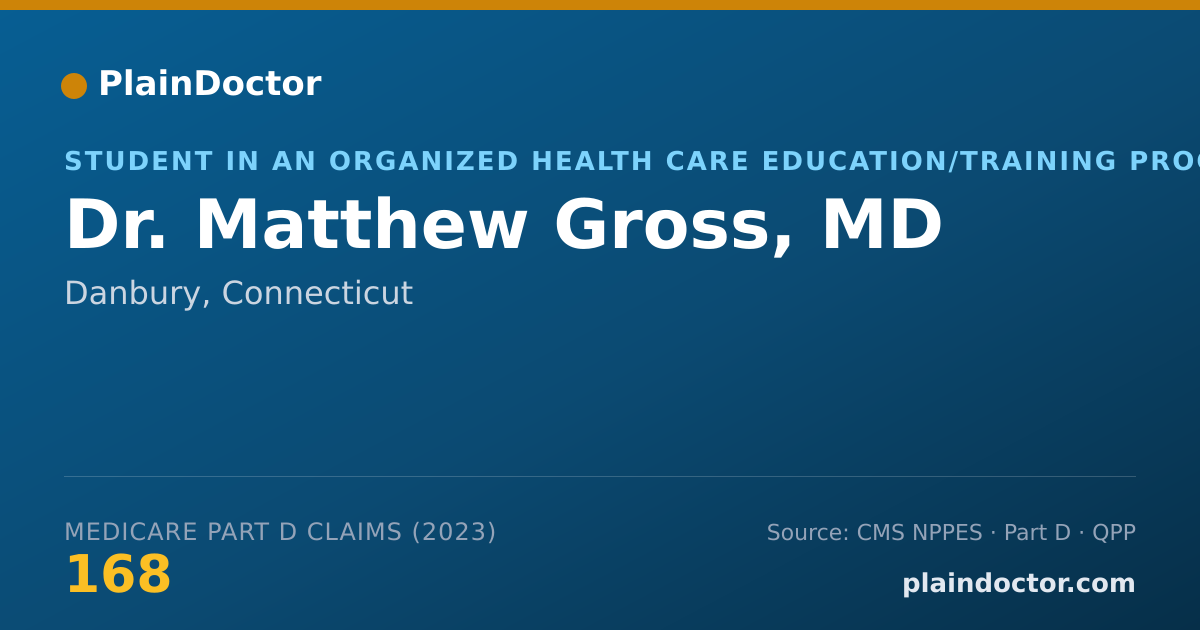 Shareable card for Matthew Gross, MD - Student in an Organized Health Care Education/Training Program, Danbury, CT