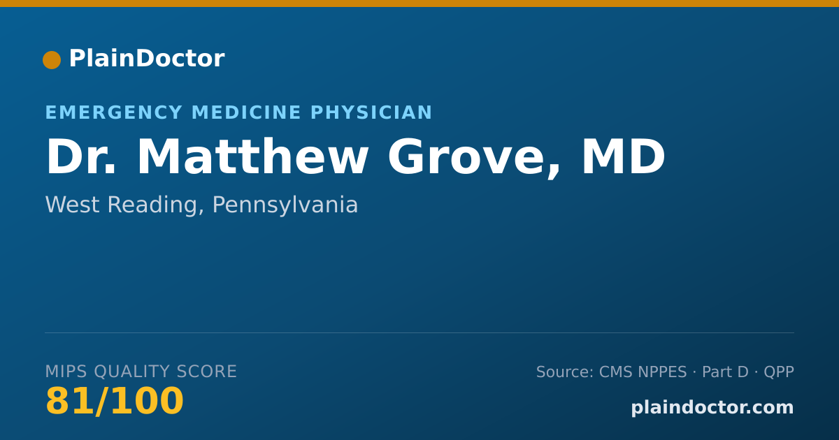 Shareable card for Matthew Grove, MD - Emergency Medicine Physician, West Reading, PA