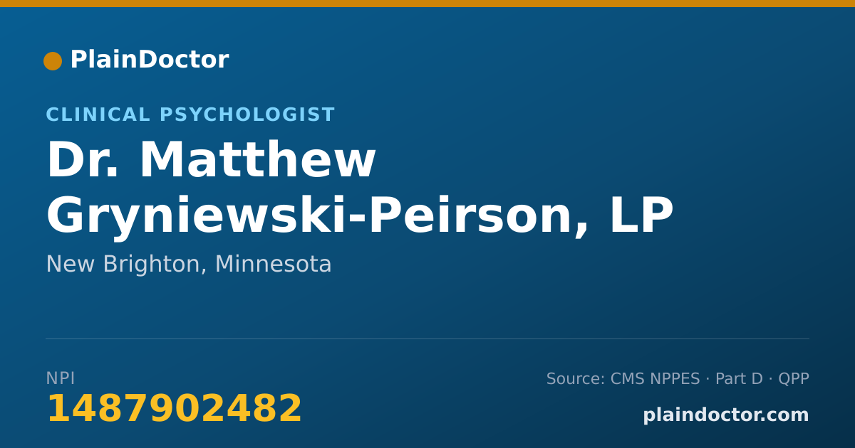 Shareable card for Matthew Gryniewski-Peirson, LP - Clinical Psychologist, New Brighton, MN