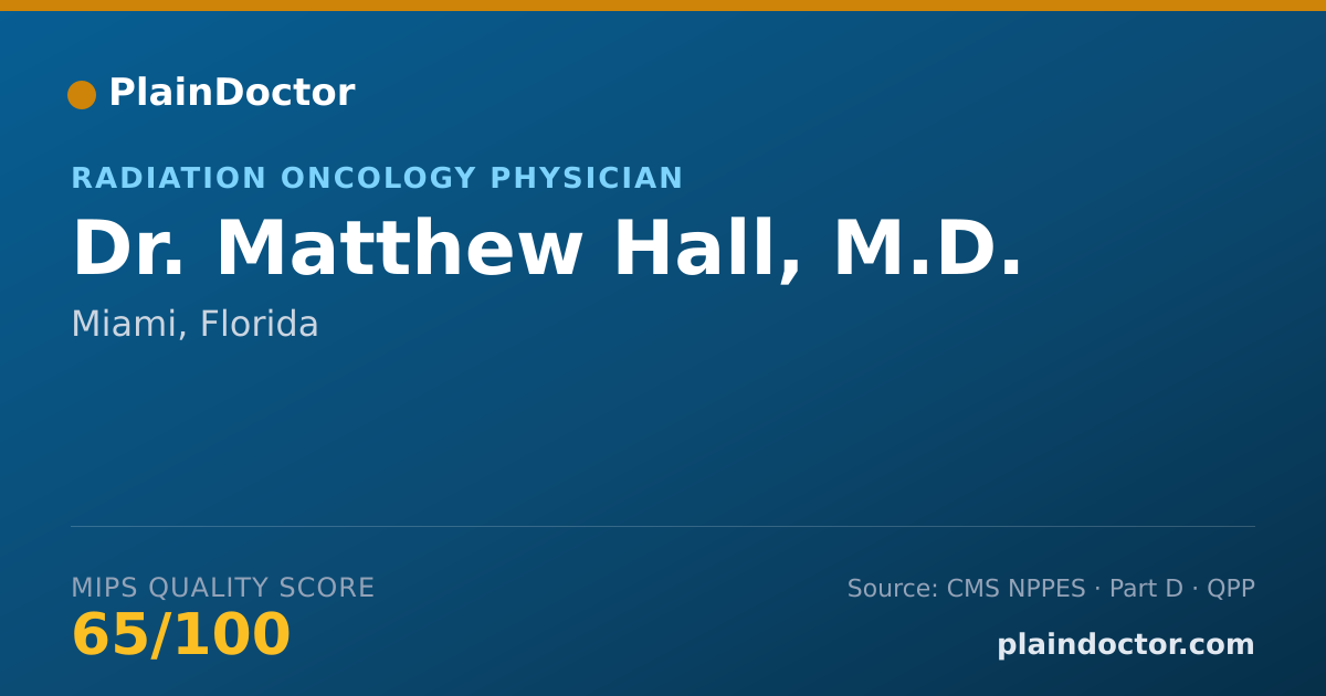 Shareable card for Matthew Hall, M.D. - Radiation Oncology Physician, Miami, FL
