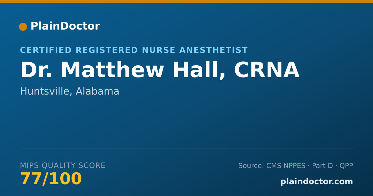 Shareable card for Matthew Hall, CRNA - Certified Registered Nurse Anesthetist, Huntsville, AL