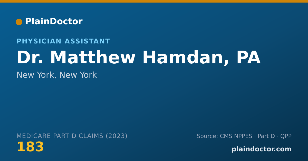 Shareable card for Matthew Hamdan, PA - Physician Assistant, New York, NY